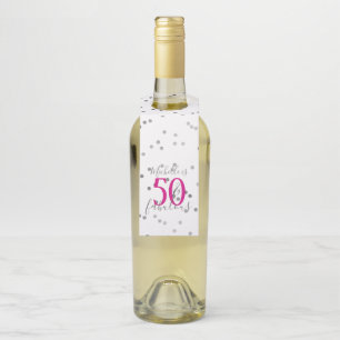 Zilveren Confetti 50 en fantastische verjaardag Flessenhanger