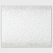 Zilveren Confetti boven witte vakantiestijl Cadeaupapier (Vlak)