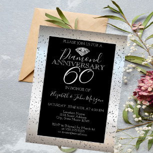 Zilveren Confetti Diamanten Huwelijksjubileum Kaart