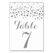 Zilveren Confetti Elegant Trouwtafel Nummer Kaart (Voorkant)