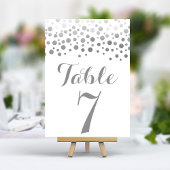 Zilveren Confetti Elegant Trouwtafel Nummer Kaart