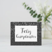 Zilveren Confetti en Glitter Gefeliciteerd Verjaar Briefkaart (Staand voorkant)
