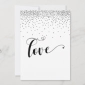 Zilveren Confetti en kalligrafie met harten Save The Date (Achterkant)