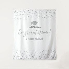 Zilveren Confetti Felicitaties Afstudeerachtergron Wandkleed