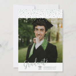 Zilveren Confetti Foto Afstudeerjaar Aankondiging