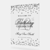 Zilveren Confetti Glitter 70e verjaardag Welkom Acryl Bord (Hoek)