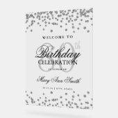 Zilveren Confetti Glitter 80e verjaardag Welkom Acryl Bord (Hoek)