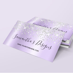 Zilveren Confetti Glitter Lichtpaarse Gradiënt Visitekaartje
