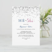 Zilveren Confetti Hij of zij Kaart (Staand voorkant)