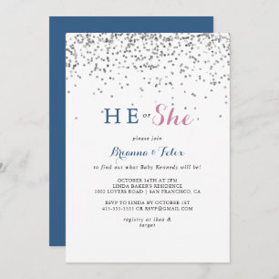 Zilveren Confetti Hij of zij Kaart