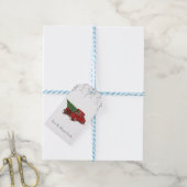 Zilveren Confetti, kerstrode betonnen boom Cadeaulabel (Met Touw)