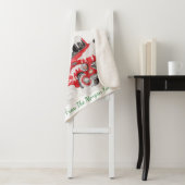 Zilveren Confetti, kerstrode driekleurenboom sneeu Sherpa Deken (In situ)