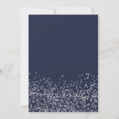 Zilveren confetti marine blauw typografie verlovin kaart (Achterkant)
