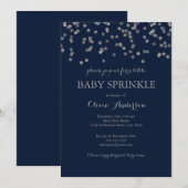 Zilveren Confetti Navy Baby Sprinkle Uitnodiging (Voorkant / Achterkant)