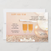 Zilveren Confetti Nieuwjaar Champagnefluiten Kaart (Voorkant)