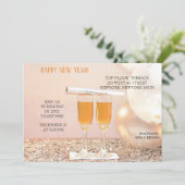 Zilveren Confetti Nieuwjaar Champagnefluiten Kaart (Staand voorkant)