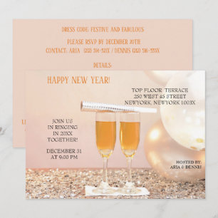 Zilveren Confetti Nieuwjaar Champagnefluiten Kaart