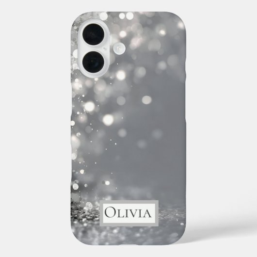 Zilveren Confetti op Grijs dat Valt Case-Mate iPhone Case (Achterkant)
