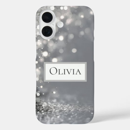 Zilveren Confetti op Grijs dat Valt Case-Mate iPhone Case (Achterkant)