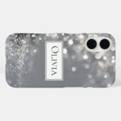 Zilveren Confetti op Grijs dat Valt Case-Mate iPhone Case (Achterkant (horizontaal))
