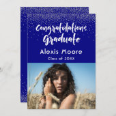 Zilveren Confetti op Navy, Foto Afstudeerder Aanko Aankondiging (Voorkant / Achterkant)