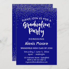 Zilveren Confetti over de marine, afstudeerfeest 2 Kaart