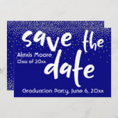 Zilveren confetti over marineblauw, moderne Save t Kaart (Voorkant / Achterkant)