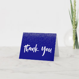 Zilveren Confetti Over Navy 1 Typografie Dank Je Bedankkaart