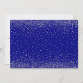 Zilveren confetti over navy/wit, Save the Date 2b Kaart (Achterkant)
