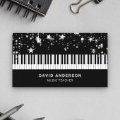 Zilveren Confetti Piano Keyboard Muzikant Pianist Visitekaartje