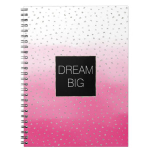 Zilveren Confetti Roze Ombre Waterverf Notitieboek