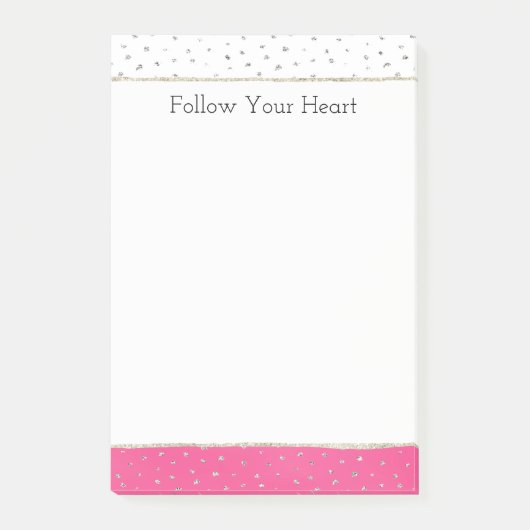 Zilveren Confetti Roze Ombre Waterverf Post-it® Notes (Voorkant)