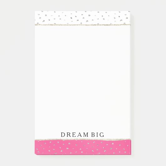 Zilveren Confetti Roze Ombre Waterverf Post-it® Notes (Voorkant)