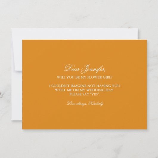 Zilveren Confetti Sinaasappel Bruidsmeisje Kaart (Achterkant)