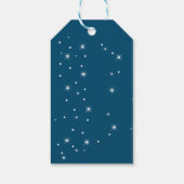 Zilveren Confetti, sterren, Waterverf kerstboom Cadeaulabel (Achterkant)