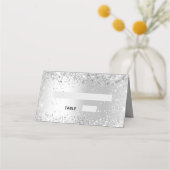 Zilveren confetti trouwnamen plaatskaartje (Voorkant)