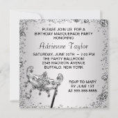 Zilveren Confetti Zwart Wit Masquerade Party Kaart (Achterkant)