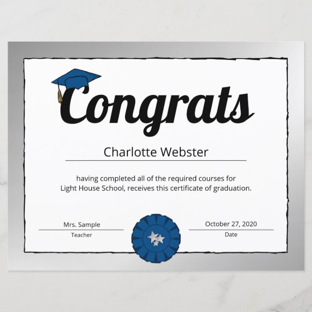 Zilveren Congrats Afstudeer Wensen Congrats Certif (Voorkant)