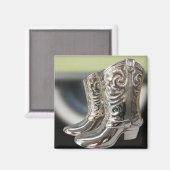 Zilveren cowboylaarzen magneet (Voorkant / Achterkant)