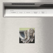 Zilveren cowboylaarzen magneet (Insitu (Vaatwasser))