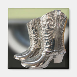 Zilveren cowboylaarzen magneet