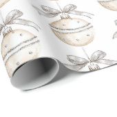 Zilveren Crème Bogen Kerstornamenten Cadeaupapier (Rol Hoek)