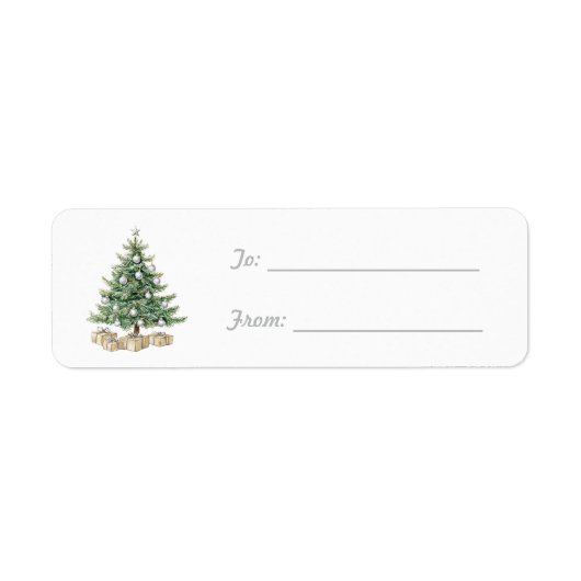 Zilveren Crème Cadeaus Kerstboom Etiket (Voorkant)