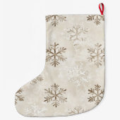 Zilveren Crème Witte Sneeuwvlokken Kerstmis Grote Kerstsok (Achterkant)