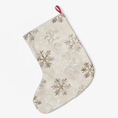 Zilveren Crème Witte Sneeuwvlokken Kerstmis Grote Kerstsok (Achterkant (Hangend))