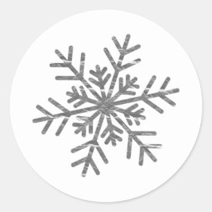 Zilveren Crinkle Winter Wonderland Sneeuwvlok Eleg Ronde Sticker