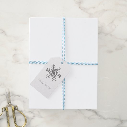 Zilveren Crinkle Winter Wonderland Snowflake Elega Cadeaulabel (Met Touw)