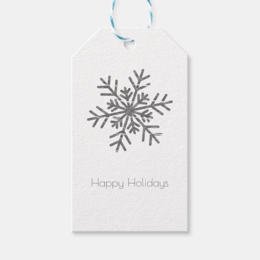 Zilveren Crinkle Winter Wonderland Snowflake Elega Cadeaulabel (Voorkant)