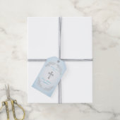 Zilveren Cross Blue Baptism Cadeau Labels Cadeaulabel (Met Touw)