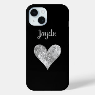 Zilveren Crystal Hart Mobiele Telefoon Case